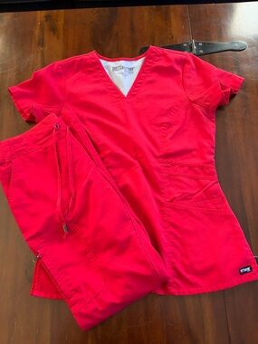 Size Small Grey's Anatomy Women's Scrub Set in Bright Red